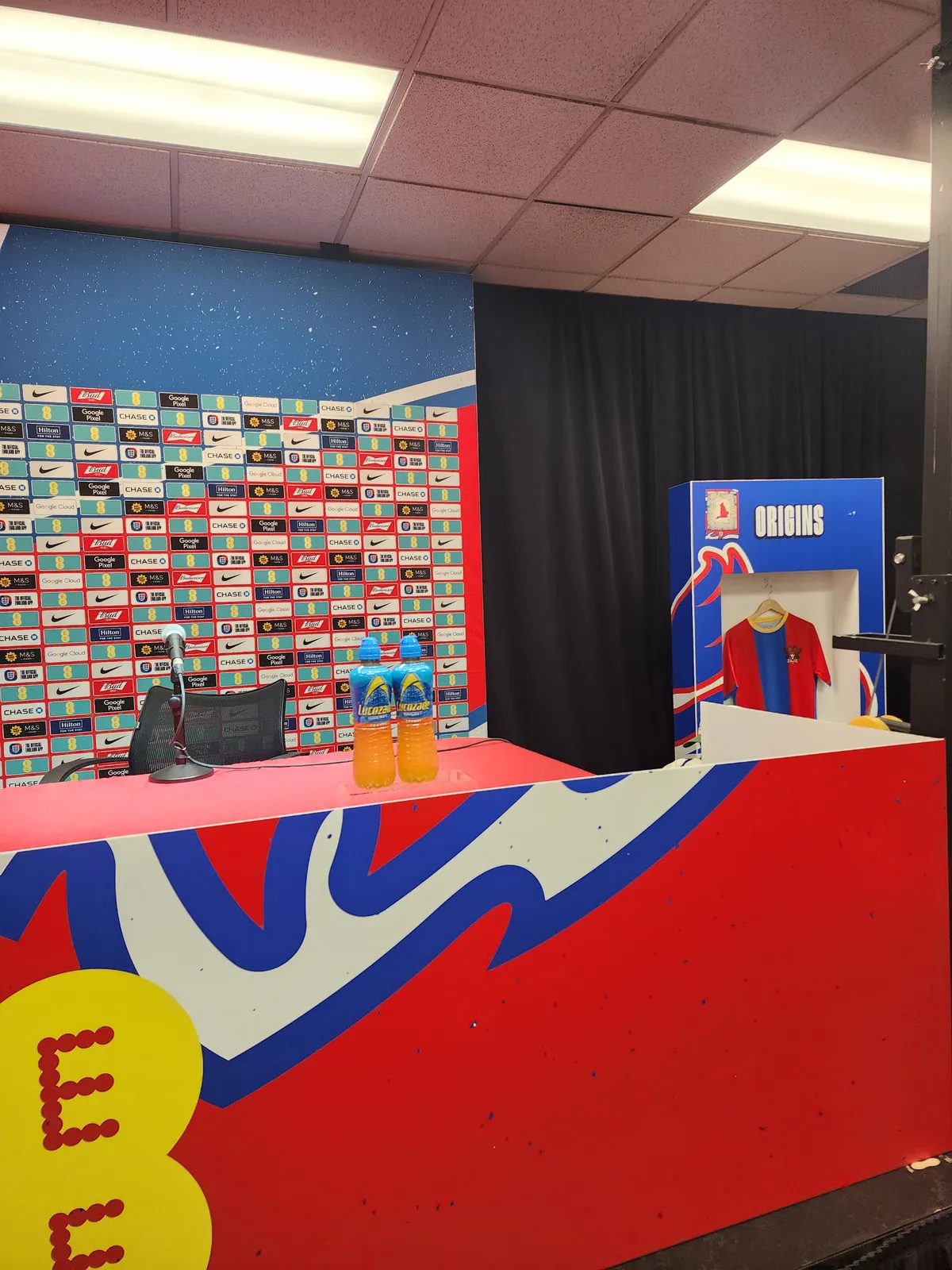 The Brit Boy warmer set up in the England press room