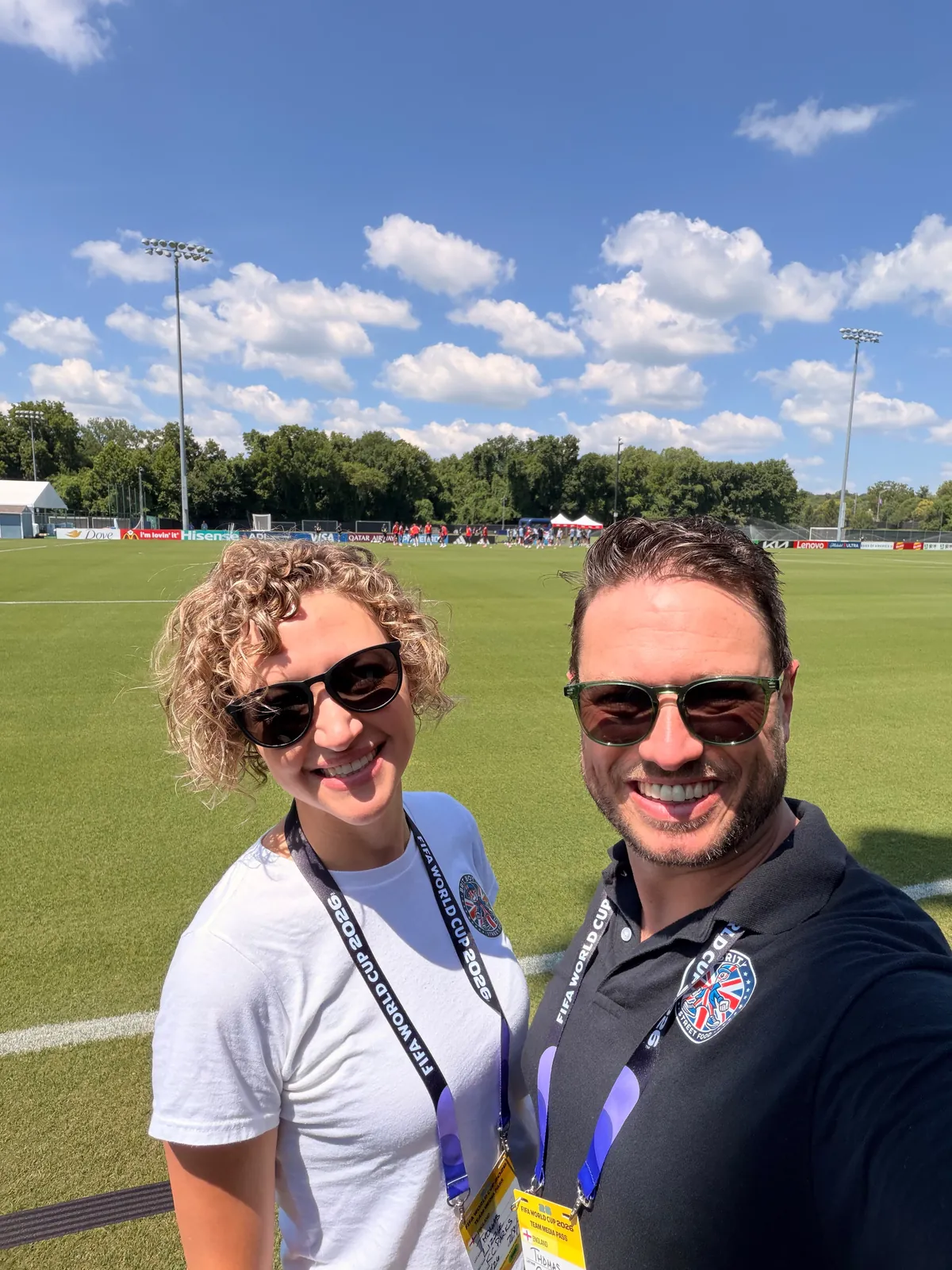 Chris and Lizzie Thomas at the England training ground