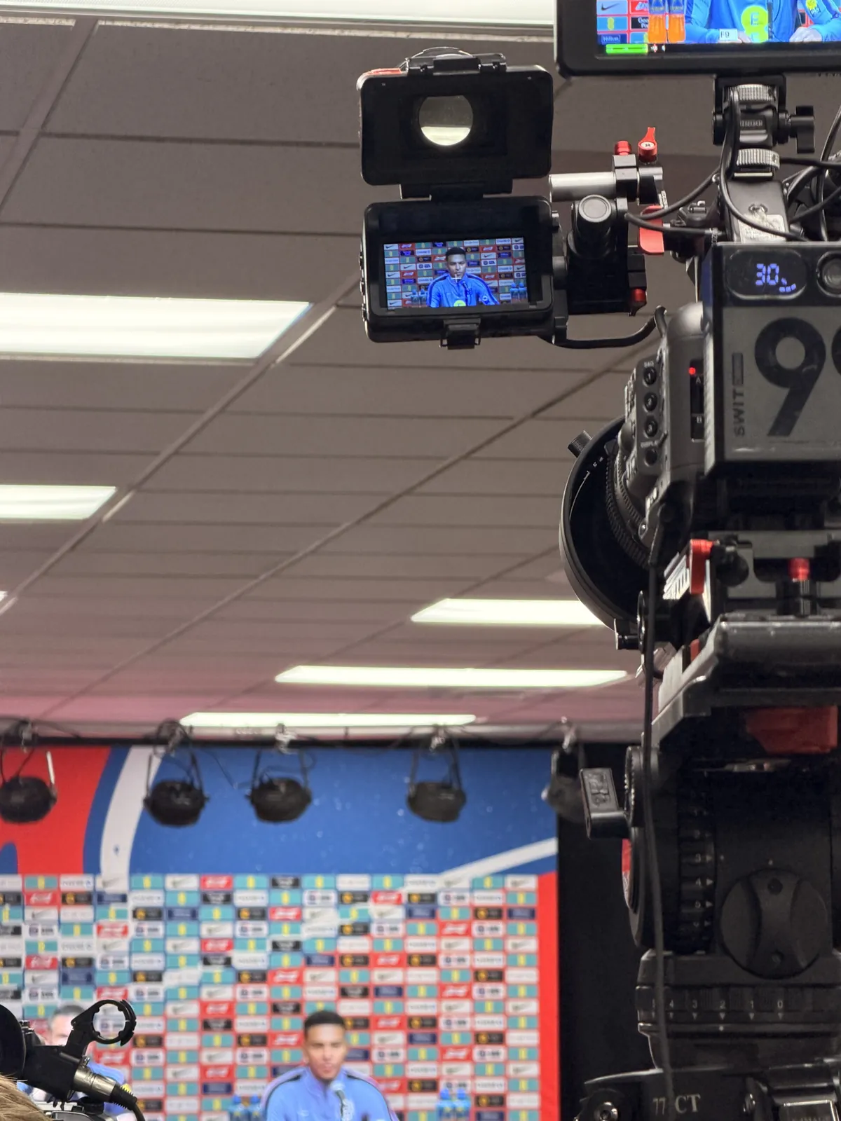Broadcast cameras at the England media centre