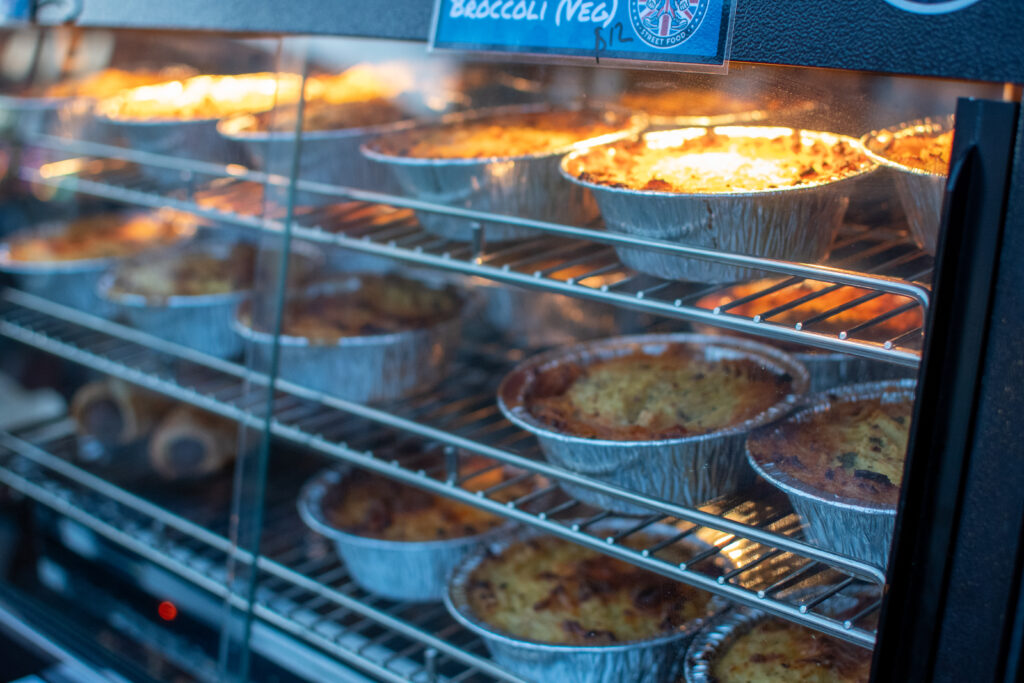 Brit Boy Street Food Pies being kept warm in a hot cabinet at a brewery in KC