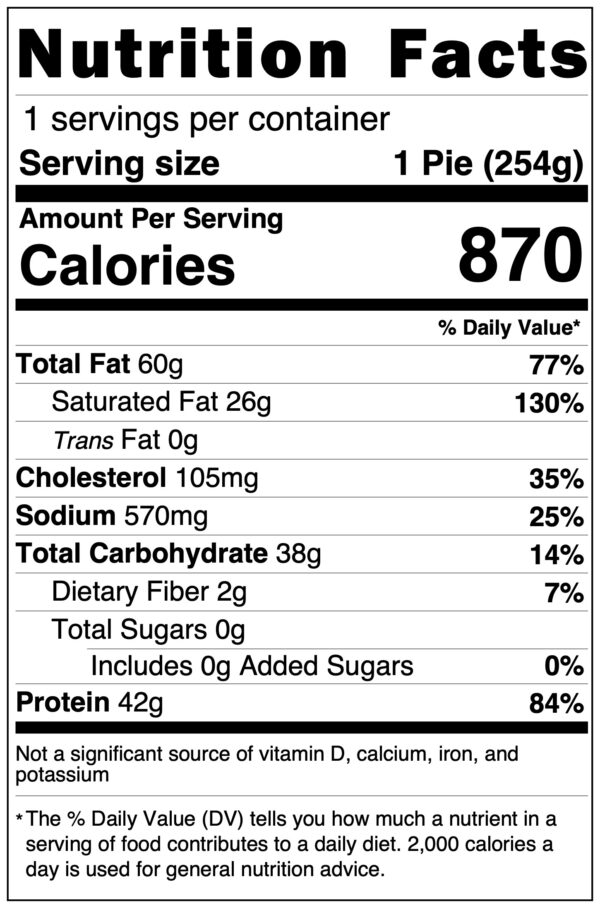Steak Pasty Nutrition Facts